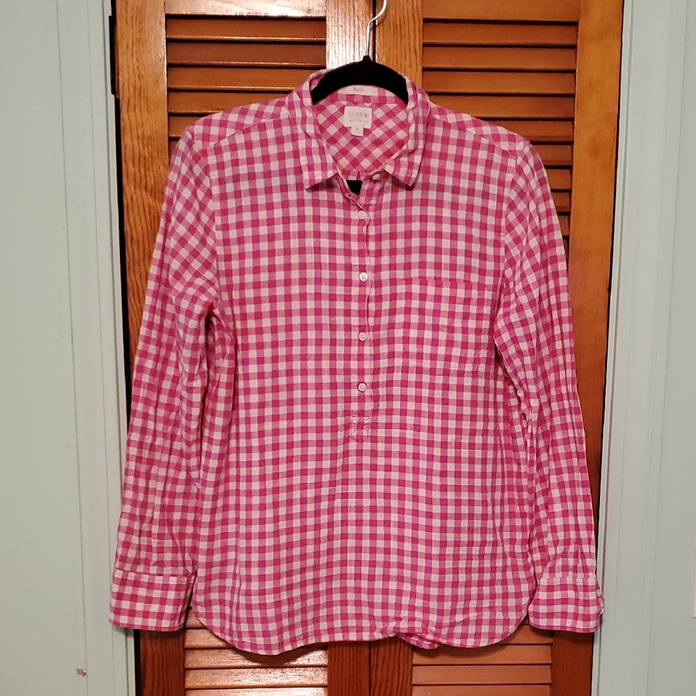 J. Crew Pink Checkered Shirt